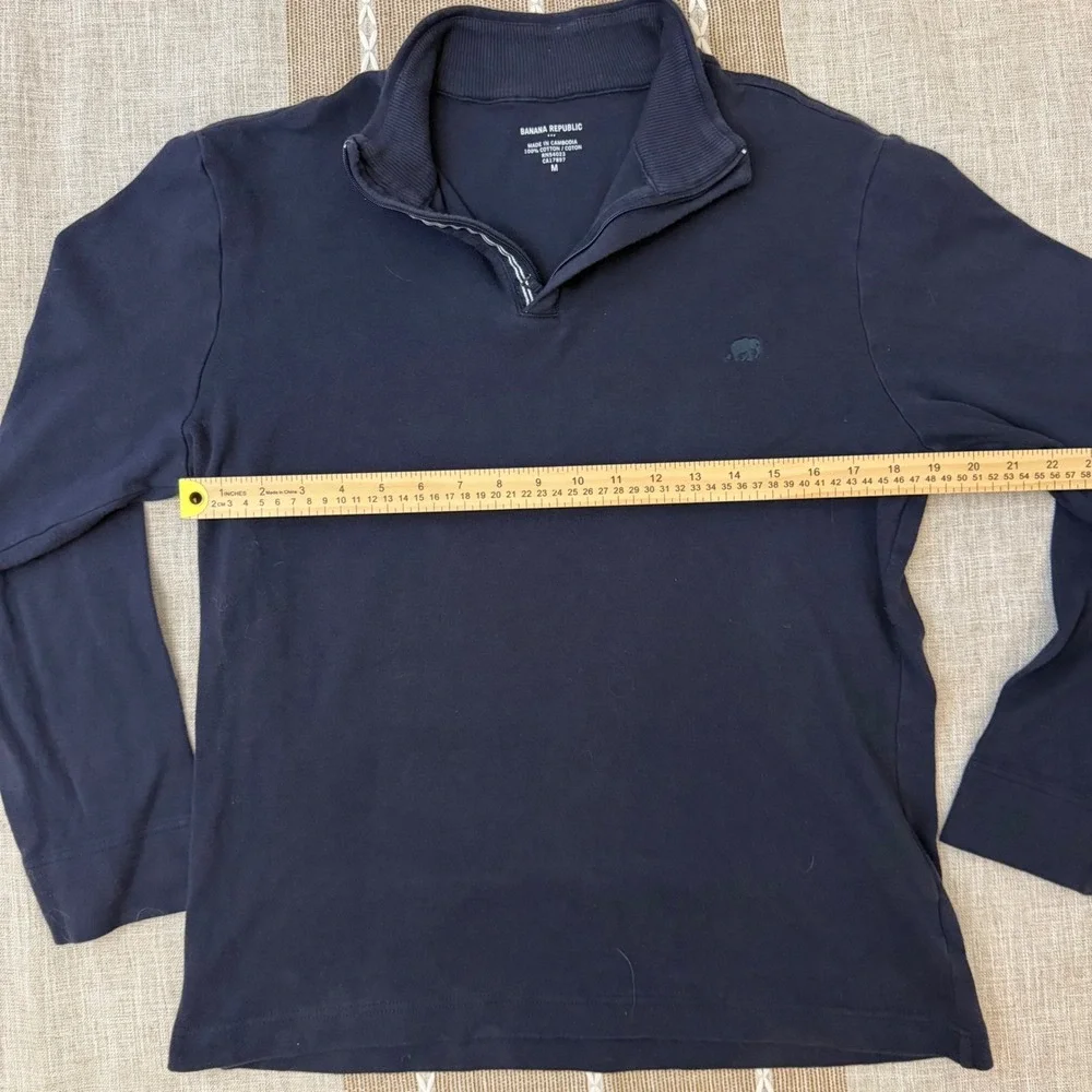 Banana Republic Mens Navy Blue 100% Cotton Quarter Zip‎ Pullover Sweater Size M